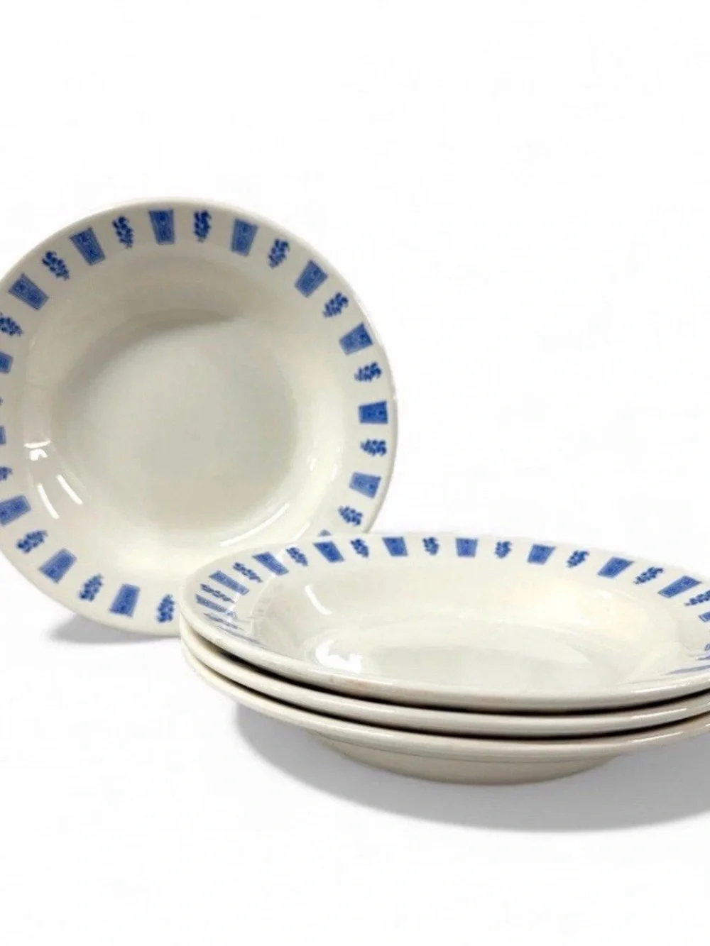 Vintage Oxford Brazil 3850-2 Blue Floral Dinnerware Set 12 Pc Stoneware
